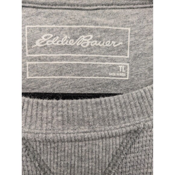 Eddie Bauer Gray Waffle Knit Cotton Shirt Men sz L Tall Stretch Outdoors Basic - Picture 9 of 10